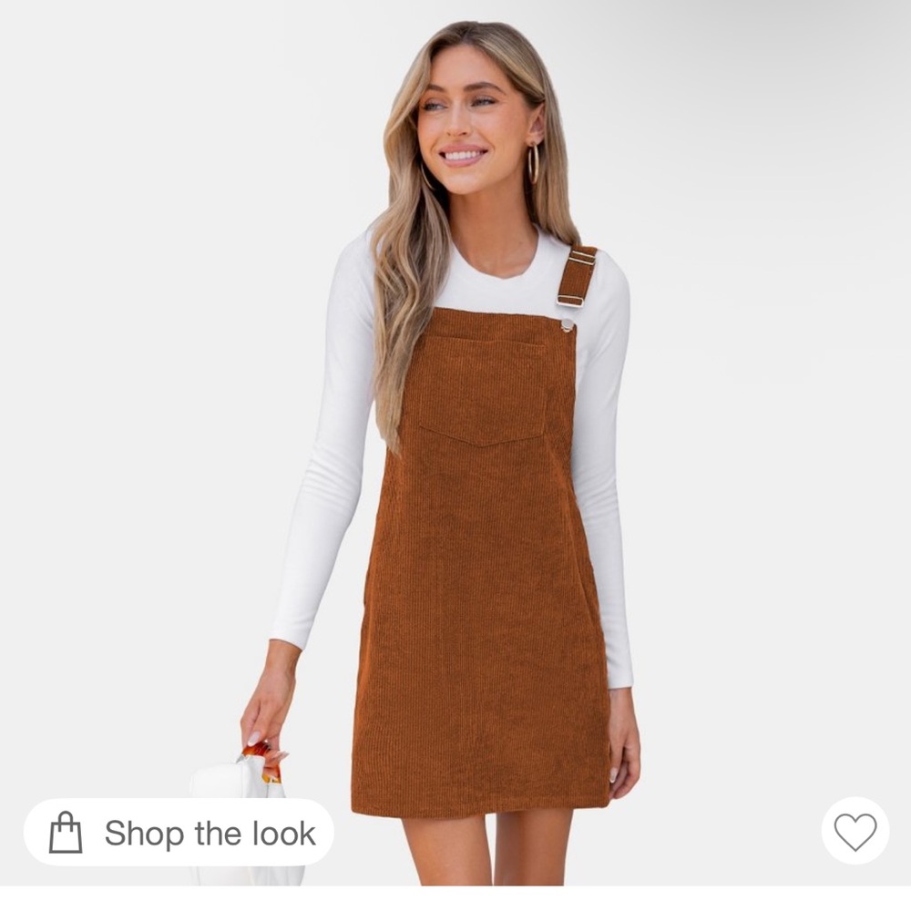 Cupshe Brown Corduroy Overall Dress